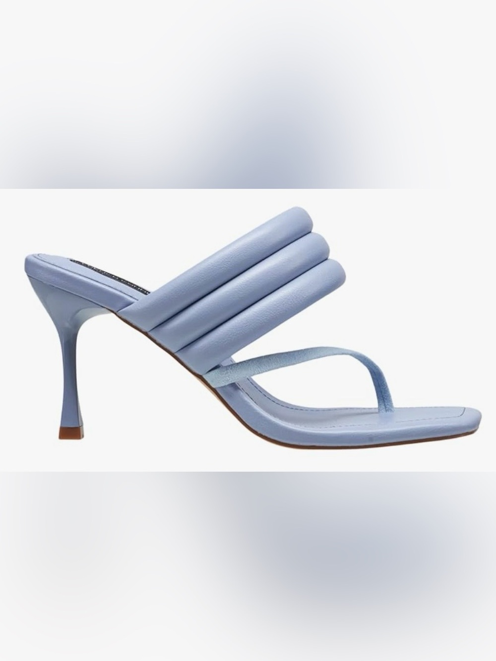 French Connection Valerie Vegan Leather Light Blue Padded Strap Heeled Sandals